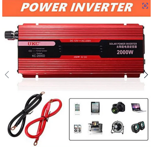 Инвертор на напрежение с дисплей от 12V на 220V с мощност от 2000W